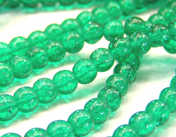  emerald green 6mm smooth round crackle glass bead (50ps) 