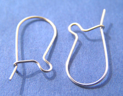  pair of sterling silver, stamped 925, 22 gauge, kidney earwires, 8mm loop, 17mm long 