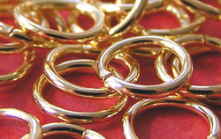  gold plated 5mm, 20 gauge, open jump ring 