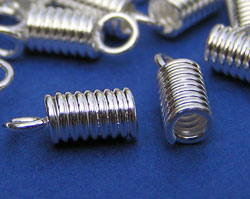  silver plated 10mm x 4mm wound cord end (internal diameter 2mm) 