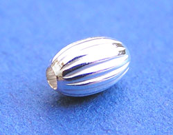  <8.25g/100> sterling silver 4.75mm x 3mm corrugated oval bead 