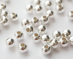  <3.2g/100> sterling silver 2.5mm round bead, 0.9mm hole 