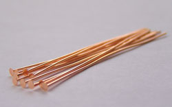 copper 50mm, 22 gauge (approx 0.64mm thick) headpin 