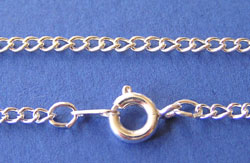  silver plated 2mm curb links, 18 inch length, pendant chain 