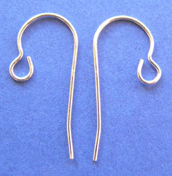  sterling silver pair of light-weight stamped 925 french earwires, 22 gauge wire, 20mm long,  wire diameter 0.63mm 