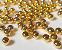  <8.55g/100> vermeil 4mm round bead, 1 micron plating for better durability, 1.5mm hole [vermeil is gold plated sterling silver] 