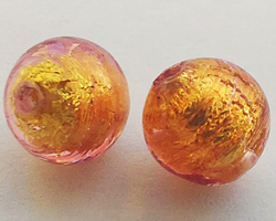  venetian murano rubino glass over 24k gold foil 6mm round bead *** QUANTITY IN STOCK =53 *** 
