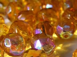  czech medium topaz ab 8mm firepolished faceted round glass bead 