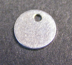  sterling silver 6mm diameter x aprox 0.7mm thick tag 