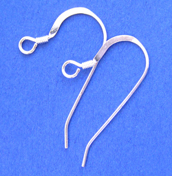  pair(s) sterling silver coil earwires, stamped 925 on 26mm shank, wire is 0.65mm thickness, hoop at ear is 10mm diameter 