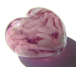  venetian murano amethyst glass over white clouds 13mm x 12mm x 9mm heart bead *** QUANTITY IN STOCK =25 *** 