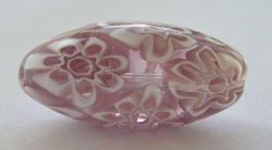  venetian murano amethyst glass millefiori 24mm x 11mm oval bead *** QUANTITY IN STOCK =6 *** 