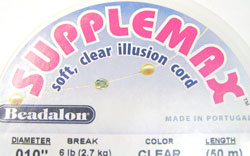  50 meter reel of clear illusion ultra-slim 0.25mm beadalon supplemax beading cord - breaking strain approx 6 lbs 
