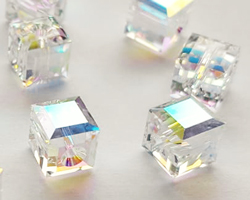  swarovski glass 5601 crystal AB 6mm cube bead 