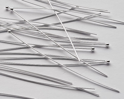  sterling silver headpin 50mm long, 0.5mm thick, ball-ended, 1.5mm ball 
