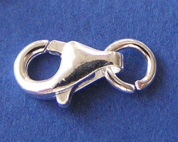  <28g/100> sterling silver stamped 925 8mm x 5mm oval lobster clasp, with 4mm open jump ring attached 