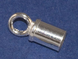  sterling silver 9.15mm x 3.55mm outside diameter plain cord end, ID 3mm, loop internal diameter 2mm 