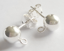  pairs sterling silver 15mm post, 6mm diameter full-ball studs & stamped 925 butterflies  