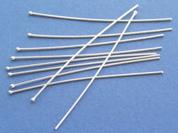  sterling silver, soft, 22 gauge (approx 0.65mm thick) 1mm ball-ended 50mm headpin 