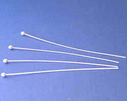  sterling silver, half hard, 24 gauge (approx 0.5mm thick) 1.8mm ball-ended 50mm headpin 