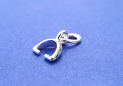  silver plated 8.75mm drop squeeze closed bail -  jaw depth 3.5mm, ends 1.1mm, c/w large attached closed oval jumpring 