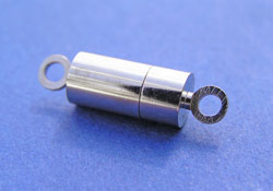 silver plated 20mm magnetic barrel clasp - inc x2 closed rings with ID of 2mm 