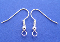  pairs silver plated fishhook earwires with ball and coil, wire is 0.6mm thick 