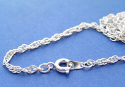  silver plated 20 inch length, rope pendant chain 
