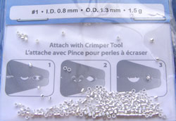  1.5g bag (approx 160 pcs) of silver plated, nickel free, 1.3mm micro crimps, ID 0.8mm, beadalon size #1 