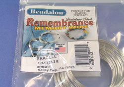  beadalon silver coloured stainless steel memory wire - bracelet size - 55mm diameter coil - 0.6mm thick wire - approx 28g pack - roughly 70 loops per pack 