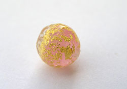  venetian murano opalino rosa glass over 24k gold 8mm round bead  *** QUANTITY IN STOCK =12 *** 