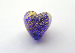  venetian murano cobalt blue glass over 24k gold 10mm heart bead *** QUANTITY IN STOCK =33 *** 