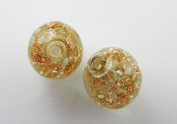  venetian murano clear over clear glass with aventurina venetian 8mm round bead *** QUANTITY IN STOCK =7 *** 