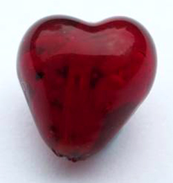 venetian murano glass 10mm incalmo ruby heart bead  *** QUANTITY IN STOCK =5 *** 