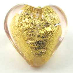  venetian murano peach glass over 24k gold foil 10mm heart bead *** QUANTITY IN STOCK =11 *** 