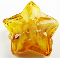  --CLEARANCE-- venetian murano amber over white clouds 15mm star bead *** QUANTITY IN STOCK =10 *** 