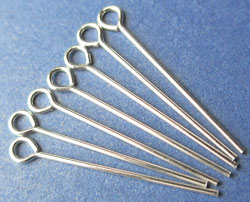  sterling silver, 24 gauge (approx 0.5mm thick) 19mm eye pin 