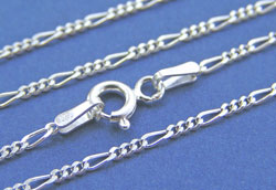  --CLEARANCE--  sterling silver 17 inch long, 1.5mm width, italian made fine figaro necklace chain 