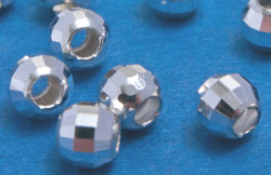  <8.75g/100> sterling silver 4mm multi faceted disco round bead, 1.8mm hole 