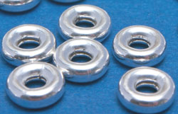  <34.75g/100> sterling silver 7mm x 2.6mm flat donut bead, 2mm hole 