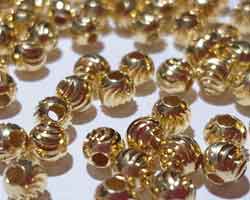  <9.15g/100> vermeil 4mm moon cut round bead, 1.5mm hole [vermeil is gold plated sterling silver] 