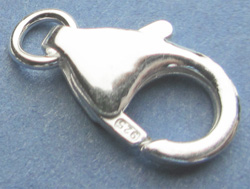  <75.25g/100> sterling silver, stamped 925, 12.3mm x 7.8mm oval lobster clasp, with 4.5mm open jump ring attached 