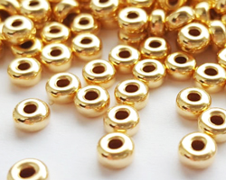  <11.25g/100> vermeil 4mm x 2mm rondelle bead, 1.5mm hole, 1 micron plating for increased durability [vermeil is gold plated sterling silver] 