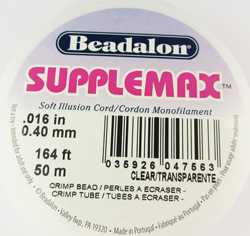  50 meter reel of clear illusion 0.40mm beadalon supplemax beading cord 