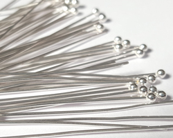  <8.0g/100> sterling silver headpin 30mm long, 0.5mm thick, ball-ended, 1.5mm ball 
