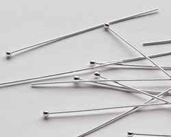 sterling silver headpin 40mm long, 0.5mm thick, ball-ended, 1.5mm ball 