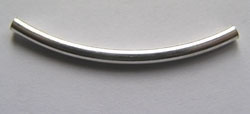  sterling silver 25mm x 3mm curved tube bead with approx 2.7mm beading hole 