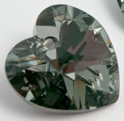  swarovski 6228 14mm crystal silver night heart pendant 