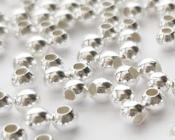  <2.45g/100> sterling silver 2.2mm round bead, 1mm hole 