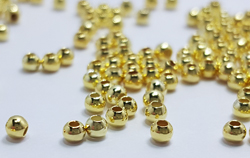  <2.55g/100> vermeil 2mm round bead, 0.9mm hole, extra thick 2 micron plating for really good durability [vermeil is gold plated sterling silver] 